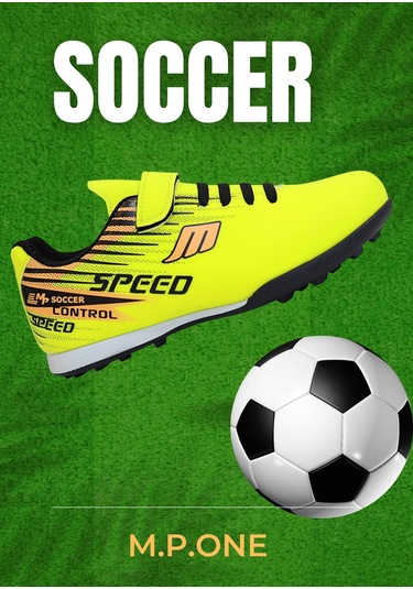 1753-1368 Bantlı Çocuk Halı Saha Futbol Ayakkabısı Sarı Çok Renkli