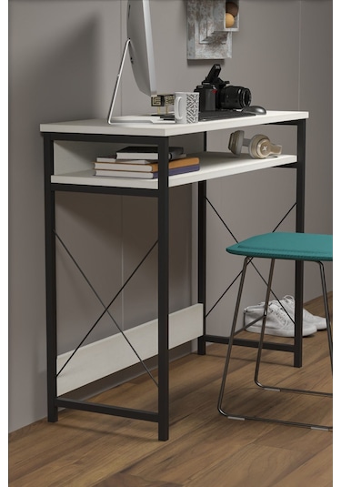 Çalışma Masası Bilgisayar Laptop Ofis Masası Okul Ev Beyaz Beyaz