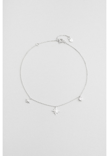 Kuzey Işıkları 18 Ayar Beyaz Altın Kaplama Gümüş Minimal Hal Hal Beyaz