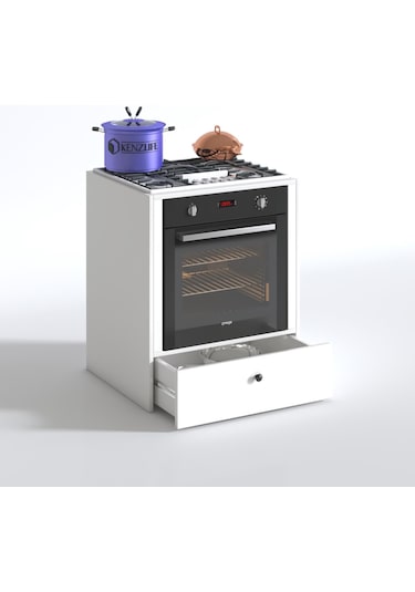 Kenzlife Ankastre Modülü Kabini Alim Byz Fırın Ocak Dolabı Çekmeceli 70 Cmye Kadar Ocak İçin Uyumlu Beyaz