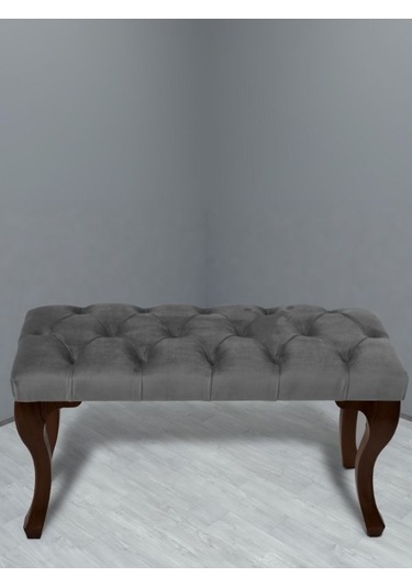 Gazzini Classic Chester Model Kapitoneli Puf, Ceviz Açık Gri