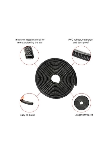 Kapı Koruma Fitili Çarpma Çizilme Önleyici Siyah 5 Metre