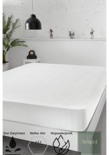Micro-fitted %100 Sıvı Su Geçirmez Tek-çift Kişilik Full Kenar Çarşaf Yatak Alezi Koruyucu Çocuk Beyaz