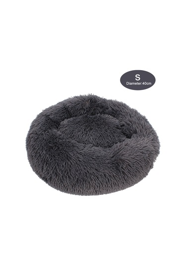 Padalink Köpek Ve Kedi İçin Kuru Kürk Yuvarlak Winter Isı Verici Ev Matı, Koyu Gri, S Boyutu 40 Cm Çap Koyu Gri
