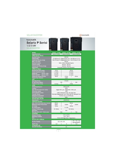 Tunçmatik Solarix 3 Kw 50a Pwm 24 Volt 3000 Watt Akıllı İnverter 220 V Çevirici İnvertör