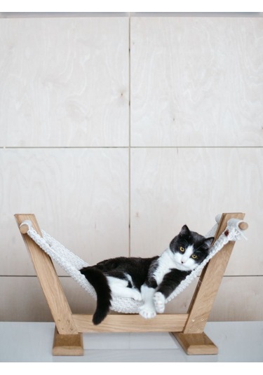 Ahşap Kedi Hamağı - Dekoratif Kedi Yatağı