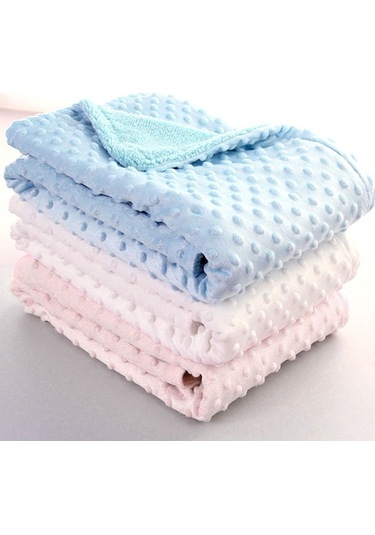 Sones İlkbahar Ve Sonbahar Çift Katlı Bebek Örgü Polar Battaniye Yatak Örtüsü Pembe