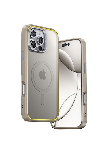Aohi The Future Apple Uyumlu iPhone 16 Pro Kılıfı, Magsafe Telefon Kılıfı, Desert Titanium Şeffaf