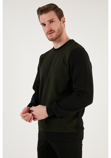 Buratti Pamuklu Regular Fit Bisiklet Yaka Erkek Sweat 5905041 Haki