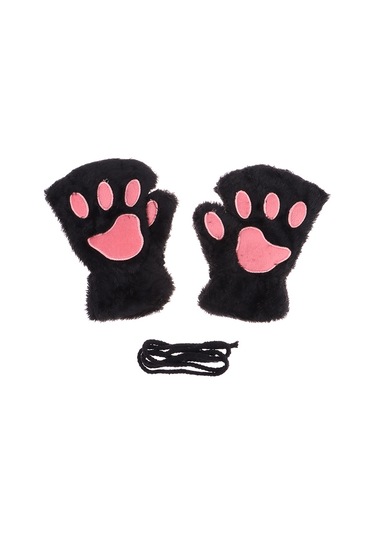 E Kedi Patisi Parmaksız Eldiven Sıcak Yumuşak Peluş Parmaksız Eldiven