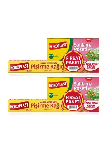 Koroplast Pişirme Kağıdı 16 Lı Saklama Poşeti 120 Li Orta Boy X 2