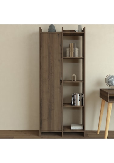 Offer Çok Raflı, Tek Kapaklı Kitaplık Kilim - 180 Cm, Ev-ofis, Kütüphane - Kahverengi Kahverengi