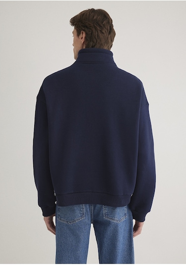 Mavi - Mavi Logo Baskılı Yarı Fermuarlı Lacivert Sweatshirt 0s10208-70497 Lacivert