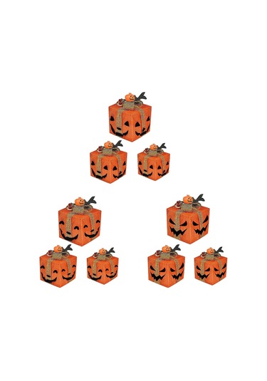 Led Işıklı 3'lü Cadılar Bayramı Balkabağı Süslemeleri, Pil İle Çalışan Jack-o'-lantern Hediye Kutusu, %100 Yepyeni Çok Renkli