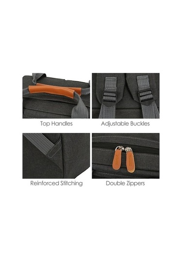 Ankatek Kadın-erkek Seyahat Okul İş 3'lü Laptop Çantası Seti - Küçük Cep Omuz Çantası Gri Gri