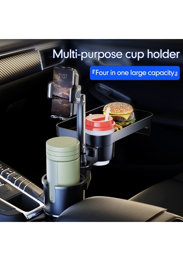 Tenfowee Araç İçi 360 Döner Tepsi Ve Telefon Tutucu, Gri Renk, Küçük Boy, Sb-3077 Model