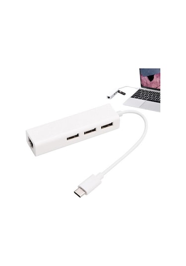 4693 Usb Type C Hub Rj45 Ethernet Çevirici Çoklayıcı Adaptör