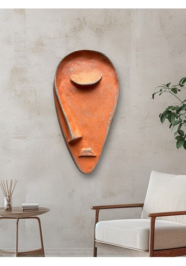 Taş Heykel Duvar Maskesi, El Yapımı Soyut Yarı Yüz Duvar Dekoru, Ev Ve Ofis Hediye Dekor