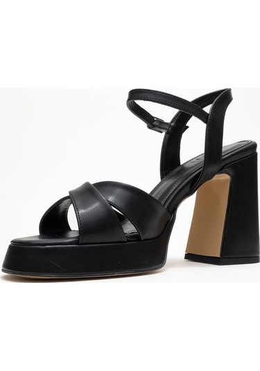 Lello Siyah Cilt Kadın Platform Topuklu Ayakkabı Siyah