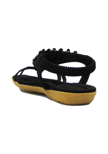 GUJA BLG22Y121 SİYAH KIZ ÇOCUK ARKADAN LASTİKLİ TAŞLI SANDALET Siyah