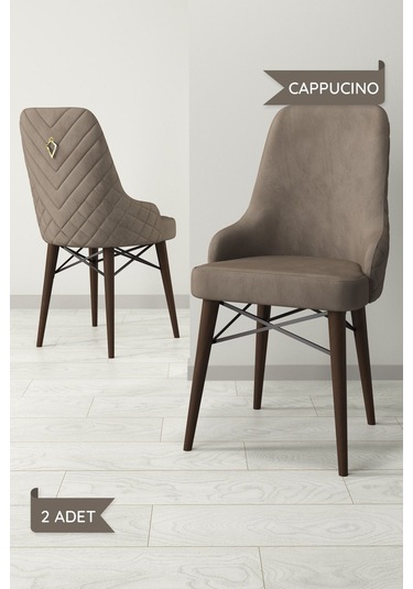 Ege Serisi,ceviz Gürgen Ayaklı 1.sınıf Babyface Kumaş Kahve Sandalye 2 Adet Cappucino