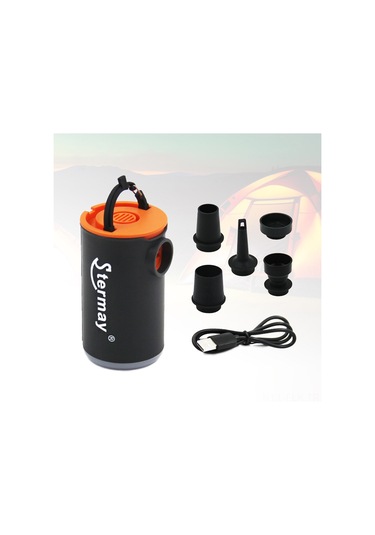 Xindoker Siyah-turuncu Li-poly Akülü Mini Elektrikli Hava Pompa: Enflasyon-deflasyon-vakum, Led Işık, Dış Mekan Taşınabilir, 5 Fişli Abs Malzeme