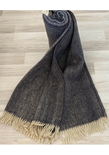 %100 Saf Yün Scotch Dizlik - Tv Battaniye 130x170 Lacivert