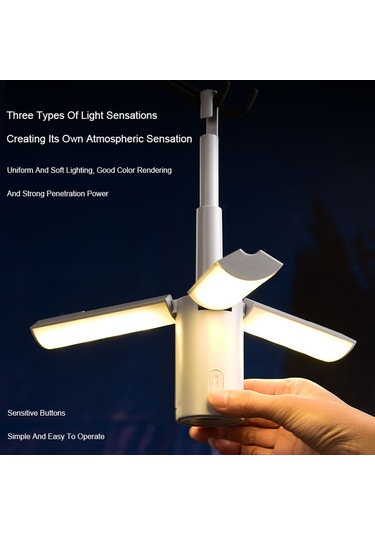 Jeemson Kampçılar İçin Taşınabilir Çok Amaçlı Katlanır Led Fener, 4000mah Pil İle Harika Aydınlatma Beyaz