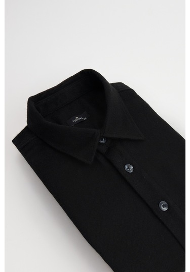 Erkek Big Size Büyük Beden Oduncu Tek Cepli Kareli Siyah Kışlık Gömlek-32215 Siyah