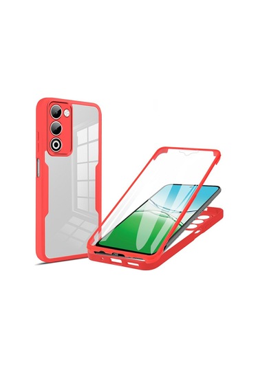 Oppo A5 5g/ Oppo A5 Kılıfı Akrilik + Tpu Şeffaf Telefon Kılıfı Ve Pet Ekran Filmi - Kırmızı Kirmizi