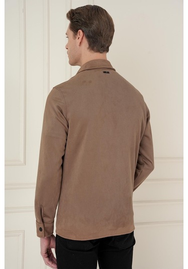 Comfort Fit Mono Yaka Kapaklı Cep Casual Vizon Ceket C 699 Vizon