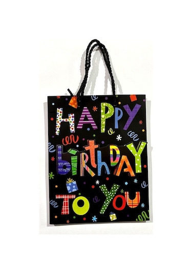 Happy Birthday Karton Hediye Poşeti 18x23cm - 2 Adet