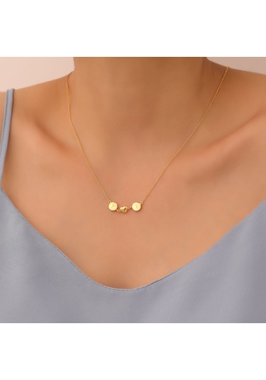 925 Ayar Gümüş Kişiye Özel Pullu Harf Kolye - Cn00375 Altın