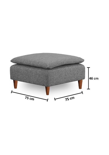 Lungo Puf 75 75 -gri Keten Açık Gri