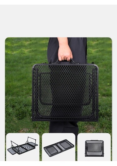 Taşınabilir Katlanır Kamp Masası Hafif, Dayanıklı, File Yüzeyli Outdoor Piknik Masası Siyah