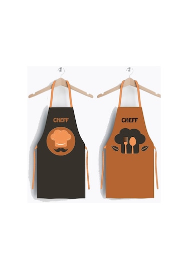 Ays Home Chef Mutfak Önlüğü Seti 2'li Kahve - Turuncu