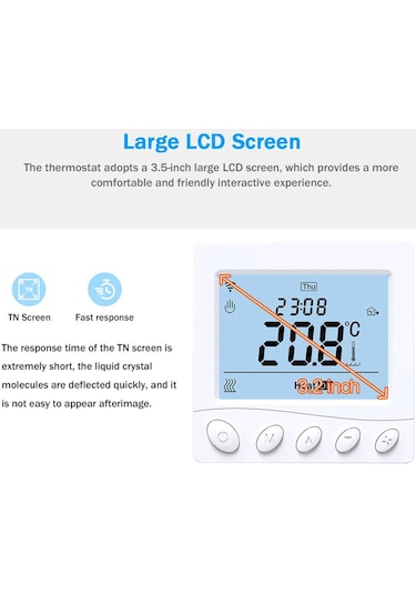 Wıfı Akıllı Su Isıtma 3a Termostat 3.2 İnç Lcd Ekranlı Akıllı Termostat Uygulama Ve Ses Kontrolü Dijital Programlanabilir Termostat