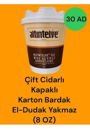 Karton-sızdırmaz Kapaklı Sıcak İçecek Bardağı Çift Duvarlı Dw El Dudak Yakmaz 8-12 Oz Seçenekli Kahverengi12oz