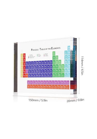 Hombey Kimya Öğeleri Periyodik Tablosu, Akrilik Materyal, Renkli Harfler, Öğrenme Aracı, Masaüstü Dekorasyon, 150x114x20mm Diğer