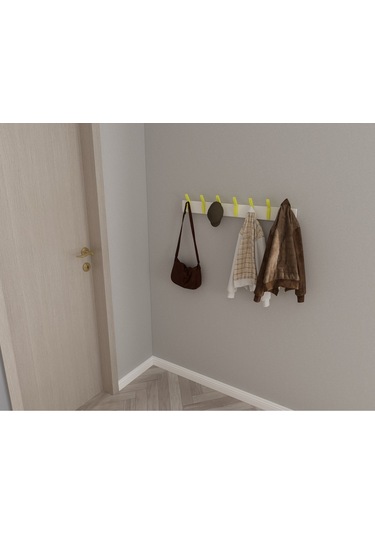 Hepsi3boyutlu Modern Duvar & Kapı Kanca Askılık - 7 Adet Sarı Kanca Askılık - Model No : 3 Sarı