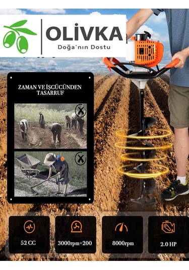 Olivka Easy Start 20 CM Uç 2.0 HP 52 CC Toprak Burgu Makinesi