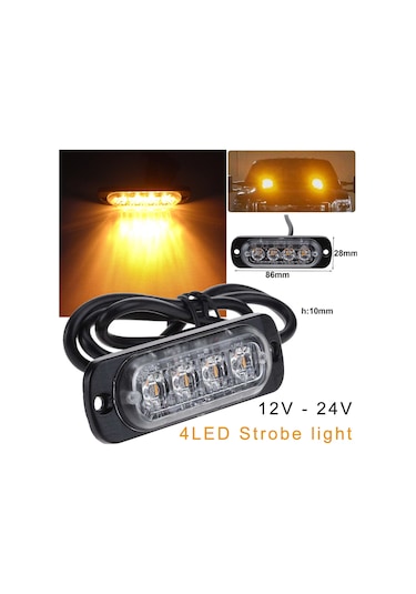 Monyee 4led Aluminyum Flaş Arıza Uyarı Lambası - Araba, Motosiklet, Kamyon İçin - Ipx-4 Su Geçirmez 12w Sarı 50000+ Saat Ömür