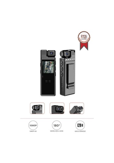 Torima Cmr-19 Siyah 4k 180 Derece Vücut Kamerası Wifi Gece Görüşlü Aksiyon Kamerası