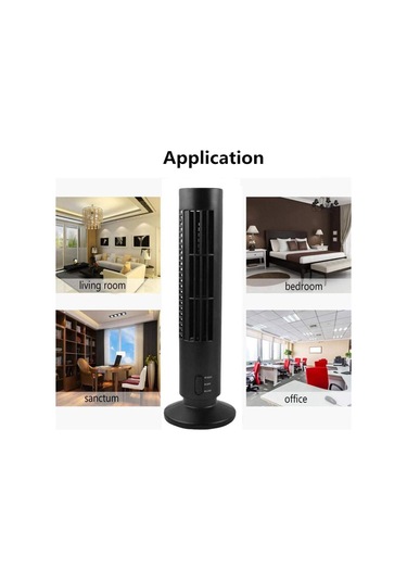Hava Soğutucu Dikey Bladeless Fan Usb Masaüstü Klima Fan Mini Soğutma Kulesi Ev Ofisi Siyah