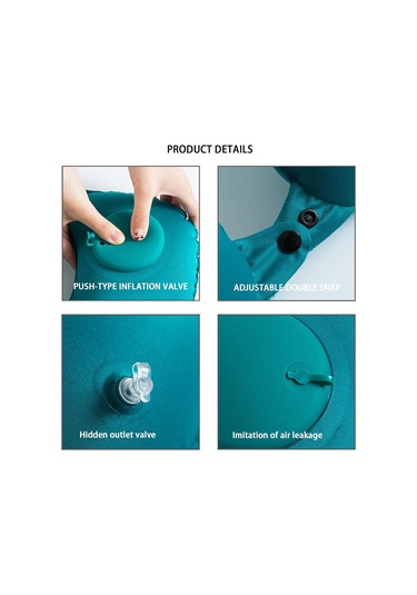 Hombey Hızlı Şişirilebilir Floklu U Yastık - Boyun Yorgunluğu Giderici, Seyahat/ofis/öğün Uyku İçin Mavi Renk Black