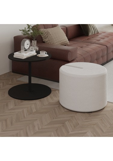 Vexana Puflu Yan Sehpa Saklanabilir Puflu Servis Sehpası Ahşap Siyah