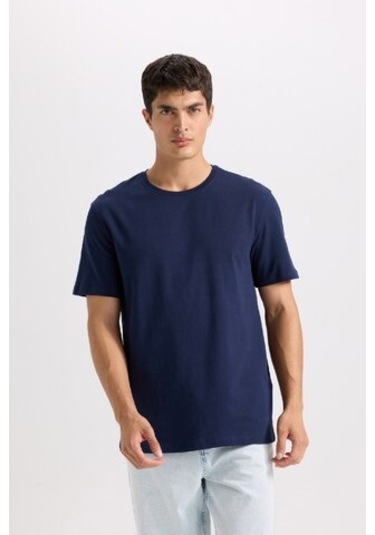 DeFacto New Regular Fit Bisiklet Yaka Basic Düz Kısa Kollu Tişört E1091AXNSNV135 Lacivert