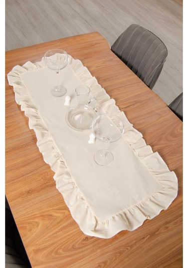 Keten 2 Adet Fırfırlı Runner 40 X 110 Cm - Ztrunner2