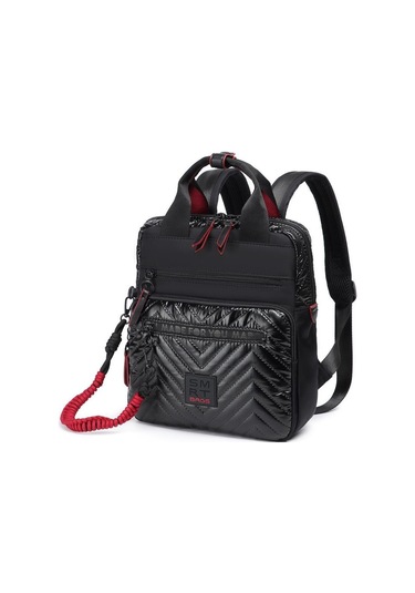 Parlak Kumaş Küçük Boy Askılı Kadın Sırt Çantası 3250 Siyah