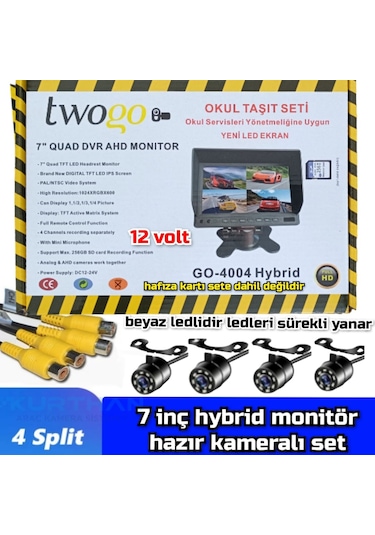 Tarımsal Araçlara 7'' Dvr Ekran Ve 4 Ad Beyaz Ledli Kamera Seti